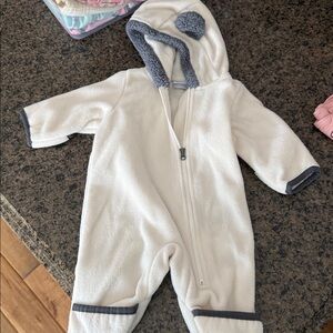Columbia Cream and Gray Kids Hooded Footie